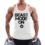 TX Apparel Erkek Tanktop Beast Fitness Stringer Kolsuz Yelek Gym Tişört Pamuk Beyaz S