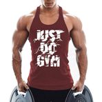 TX Apparel Erkek Tanktop Fitness Stringer JUST DO Gym Kolsuz Yelek Gym Shirt Kas Tişörtü, Kırmızı, XL