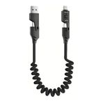 TY Tech 65w Çoklu 4in1 USB Type-C ve Lightning Android Auto - CarPlay Kısa Şarj Ve Data Kablosu 1.5M
