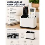 TY Tech Minimalist Tasarım Iki Bölmeli Uzaktan Tv Klima Masa Üstü Kumanda Düzenleyici Stand - Beyaz - Siyah