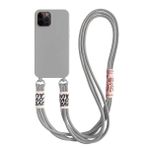 Tybiky Cep telefonu zinciri kılıf iPhone 12 için kordonlu kolye kılıfı cep telefonu kılıfı naylon omuz askısı silikon şık bant asmak için kordon koruyucu kılıf Case Cover iPhone 12 için, gri