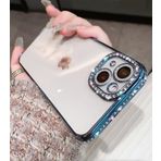 Tybiky iPhone 11 Pro için Cep Telefonu Kılıfı Silikon Parıltılı Şeffaf Koruyucu Kılıf TPU Tampon Şeffaf Kaplama Parlak Suni Elmas Parlak Tampon Cep Telefonu Kılıfı iPhone 11 Pro için Mavi