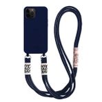 Tybiky iPhone 11 Pro Max için cep telefonu zinciri kılıf, kordonlu cep telefonu kılıfı, naylon omuz askısı, silikon, şık bant, asmak için, koruyucu kılıf, iPhone 11 Pro Max için, lacivert