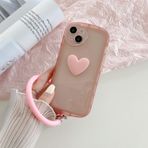 Tybiky iPhone 11 Pro Max ile uyumlu, yarı şeffaf Love Pattern cep telefonu kılıfı, dairesel bileklik, düşme koruması, kaymaz, çizilmeye karşı dayanıklı, uzun ömürlü kılıflar, pembe