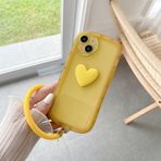 Tybiky iPhone 11 Pro Max ile uyumlu, yarı şeffaf Love Pattern cep telefonu kılıfı, dairesel bileklik, düşme koruması, kaymaz, çizilmeye karşı dayanıklı, uzun ömürlü kılıflar, sarı