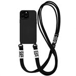 Tybiky iPhone 12 Mini için Cep Telefonu Zinciri Kılıf Kordonlu Cep Telefonu Kılıfı Naylon Omuz Askısı Silikon Şık Bant Asmak için Koruyucu Kılıf Kapak Kapak iPhone 12 Mini için Siyah