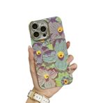 Tybiky iPhone 12 Pro ile uyumlu cep telefonu kılıfı, parlak suni elmas kamera kılıfı, renkli, retro yağlı boya tablolar, koruyucu kılıf, baskılı, kelebek, çiçekler, kız çocukları ve kadınlar için,