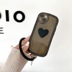 Tybiky iPhone 13 Pro ile uyumlu, yarı şeffaf Love Pattern cep telefonu kılıfı, dairesel bileklik, düşme koruması, kaymaz, çizilmeye karşı dayanıklı, uzun ömürlü kılıflar, siyah