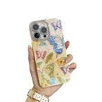 Tybiky iPhone 14 ile uyumlu cep telefonu kılıfı, parlak suni elmas kamera kılıfı, renkli, retro yağlı boya tablolar, koruyucu kılıf, baskılı kelebek, çiçek kılıfı, iPhone 14 ile, renkli kelebek