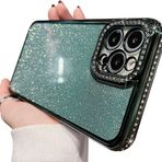 Tybiky iPhone 14 Pro için Cep Telefonu Kılıfı Silikon Bling Kaplama Parlak Suni Elmas Parlak Tampon ve Kamera Objektifi Tasarımı Cep Telefonu Kılıfı Case Glitter Koruyucu Kılıf iPhone 14 Pro için Mavi