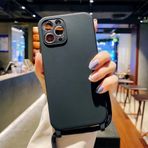 Tybiky iPhone 14 Pro için cep telefonu zinciri kılıf naylon omuz askısı yumuşak silikon cep telefonu kılıfı iPhone 14 Pro için cep telefonu kılıfı şık bant kordonlu asmak için koruyucu kılıf iPhone 14 Pro için, siyah