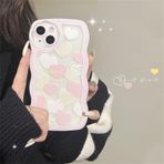 Tybiky iPhone 14 Pro ile uyumlu, sevimli kıvırcık dalgalı çerçeve şekli, darbeye dayanıklı cep telefonu kılıfı, çiçekli hayvan baskısı, çizilme önleyici koruyucu kılıf TPU tampon kılıf kapak, aşk