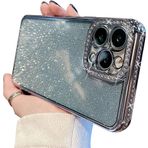 Tybiky iPhone 8 Plus/7 Plus için Cep Telefonu Kılıfı Silikon Bling Kaplama Parlak Suni Elmas Parlak Tampon ve Kamera Objektifi Tasarımı Cep Telefonu Kılıfı Parıltılı Koruyucu Kılıf iPhone 7 Plus için. Mavi
