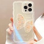 Tybiky Kılıf iPhone 11 Cep Telefonu Kılıfı ile Uyumlu Çiçek Modası Kiraz Baskı Vintage Çiçekler Çiçek Desenli Dayanıklı Darbeye Dayanıklı Silikon Cep Telefonu Kılıfı Tampon Dalgaları Çizilmez iPhone 11 Renkli Kelebek