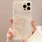 Tybiky Kılıf iPhone 14 Plus Cep Telefonu Kılıfı ile Uyumlu Çiçek Modası Kiraz Baskı Vintage Çiçekler Çiçek Desenli Darbeye Dayanıklı Silikon Cep Telefonu Kılıfı Tampon Dalgaları Çizilmez iPhone 14 Plus için çizilmez. Renkli Ayı