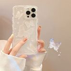 Tybiky Kılıf iPhone 14 Pro ile uyumlu cep telefonu kılıfı çiçekler moda kiraz baskısı vintage çiçekler çiçek deseni darbeye dayanıklı silikon cep telefonu kılıfı tampon dalgalar çizilmeye karşı dayanıklı iPhone 14 Pro için. Beyaz kelebek