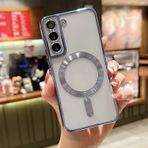 Tybiky Samsung S23 Plus ile uyumlu, manyetik kaplama koruyucu kılıf, şeffaf Mag-Safe cep telefonu kılıfı, yumuşak düşmeye karşı cep telefonu kılıfı, lens folyolu, Far Peak Blue