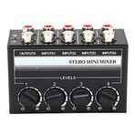 Tyenaza Mini Mikser 4 Kanal, Taşınabilir Stereo Ses Mikser Pasif Canlı Stüdyo Konsolu Küçük Kulüpler veya Barlar için Düşük Gürültü Kaydı