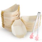 TYFYH 50 Adet Ahşap Kase Gemi Çam Ağacından 11 cm Parmak Yiyecek Kaseleri, Organik Tek Kullanımlık Sofra Takımı Sürdürülebilir ve Kompostlanabilir, Parmak Yiyecekleri için Atıştırmalık Kasesi Köri