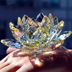 TYGJB İnce Kuvars Kristal Cam Lotus Çiçek Doğal Taşlar Mineraller Feng Shui Küre Kristaller Çiçekler Düğün Hediyelik Eşyaları (Sarı)