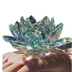 TYGJB İnce Kuvars Kristal Cam Lotus Çiçek Doğal Taşlar Mineraller Feng Shui Küre Kristaller Çiçekler Düğün Hediyelik Eşyaları (Yeşil)