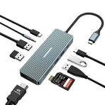 Tymyp 10'u 1 arada USB C Hub, 4K HDMI ile Bağlantı İstasyonu, 2X USB 3.0, USB-C 3.0 Veri Aktarımı, 2X USB 2.0, 100W PD Şarj, SD/TF Kart Okuyucu, Dizüstü Bilgisayarlarla Uyumlu Ses Jakı, iPad