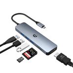 Tymyp 6'sı 1 arada USB C Hub, USB C - USB Adaptörü, 4K HDMI, 3 x USB 3.0, SD/TF Kart Yuvası, Yeni Dizüstü Bilgisayar ve Tip C Cihazları için Optimize Edildi
