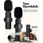 Type-C Çiftli Kablosuz Yaka Mikrofon Seti Telefon Vlog Canlı Yayın Tiktok Youtube Uyumlu ( Lisinya )