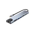 Type-C Çoklu Dönüştürücü – 87W Pd, Hdmı, 2X Usb 3.0, Rj45, Sd/Tf Kart Girişli Hub