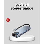 Type-C Çoklu Dönüştürücü – Alüminyum Gövde, Hızlı Veri Aktarımı Şarj Desteği