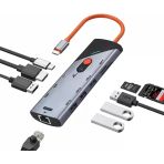Type-C Docking Station 9 In 1 Çoklayıcı Hub Dp Hdtv 4K 60Hz Görüntü Aktarımı 1000Mbps Ethernet Usb 3.0 Port Sd Tf Kart Okuyucu Pd Destekli Ço