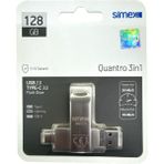 Type C Flash Bellek Xiaomi Redmi Oppo Vivo Samsung Uyumlu 128 GB Otg USB Typec Flash Bellek Disk - Gri
