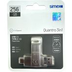 Type C Flash Bellek Xiaomi Redmi Oppo Vivo Samsung Uyumlu 256 GB Otg USB Typec Flash Bellek Disk - Gri Metal