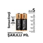 Type-C Şarjlı 2800Mwh 1.5V Şarj Edilebilir 2'Li Aa Kalın Pil - Lityum İyon Batarya