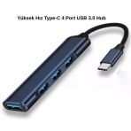 Type C To 4 Port Usb 3.0 Hub Otg Çoğaltıcı Çoklayıcı Adaptör Yeni Model Laptop Uyumlu