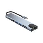 Type-C To Hdtv 8 İn 1 Rj45 Tf/Sd Hdtv Usb 2 Type-C Pd Dönüştürücü Sıfır Ürün