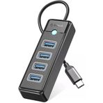 Type-C To Usb-A 3.0 4 Portlu Slim Usb Çoklayıcı Hub Siyah