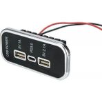 Type-C USB 3 Portlu Araç Şarj Soketi Adaptörü 12V-24V - Çok Renkli