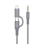 Type-C ve iPhone Lightning To 3.5mm Aux Dolanmaz Silikon Ses Kablosu 2 in 1 Stereo OTG (MT2812 Aux | Type-C)