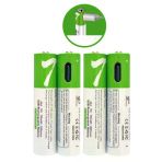 Typec İle Şarjolabilen 4 Lü Aaa 1.5V Lityum İnce Şarjlı Kalem Pil 750 Mah Uzun Ömürlü