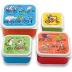 Tyrrell Katz 4'lü Beslenme Kutusu - Animals On Bike - Büyük Boy : 12 x 12 x 5,5cm Orta Boy : 10,5 x 10,5 x 5cm Küçük Boy : 9 x 9 x 4,5cm Mini Boy : 6,5cm x 6,5cm x4cm - .