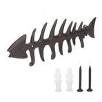TYTOGE Balık kılçığı havlu askısı, duvara monte 4 kancalı anahtar tutucu, güçlü metal havlu askısı, ev mutfak için sanat heykeli (Tip 2 (14,2 x 4,3 x 0,4 inç))