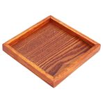 TYTOGE Küçük Taşınabilir Kare Şekilli Masif Ahşap Çay Kahve Snack Yiyecek Yemek Servis Tepsisi Tabağı (12,5 x 12,5 * 2)