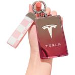 Tzmalloy Tesla Anahtarlık Model3/Modely/Modelx/Y/Kart Için Erkekler Ve Kadınlar Için Anahtarlık Kılıfı (Tek Kabuk + Küçük Kolye Ucu) (Yurt Dışından) - Pembe