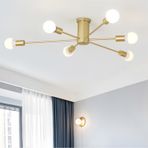 TZSMUM E27 Baz Tavan Lambası Modern Gömme Endüstriyel Tavan Lambası Vintage Aydınlatma Armatürü Yatak Odası Yaratıcı Dekorasyon Kolye Lambası Mutfak Koridor Oturma Odası için (6 Başlık, Altın)