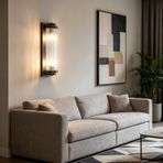 TZSMUM E27 yaratıcı duvar lambası kristal ekran duvar lambası iç mekan retro endüstriyel duvar lambası minimalist dikdörtgen tasarım (ampul dahil değildir) yatak odası için (40 cm, siyah)