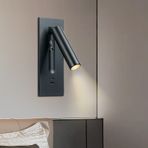 TZSMUM İç LED okuma duvar aydınlatması, şalterli, USB bağlantısı, duvar lambası, 350° döndürülebilir, modern, alüminyum, siyah, dikdörtgen tasarım, yatak odası, oturma odası, yatak başlığı için (nötr