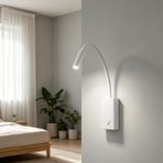 TZSMUM LED Duvar Aydınlatmaları 360° Döndürme Anahtarlı Modern Duvar Lambası İç Mekan Alüminyum Duvar Lambası Yatak Başlığı Okuma Kuğu Boynu Projektör Oturma Odası için (Beyaz Işık, Beyaz)