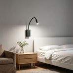 TZSMUM LED Duvar Aydınlatmaları 360° Döndürme Anahtarlı Modern Duvar Lambası İç Mekan Alüminyum Duvar Lambası Yatak Başlığı Okuma Kuğu Boynu Projektör Oturma Odası için (Beyaz Işık, Siyah)