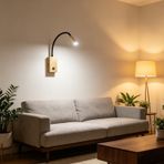 TZSMUM LED duvar aydınlatması 360° döndürülebilir şalterli duvar lambası modern iç mekan alüminyum duvar lambası yatak başı okuma kaz boynu far yatak odası koridor oturma odası için (beyaz ışık, altın
